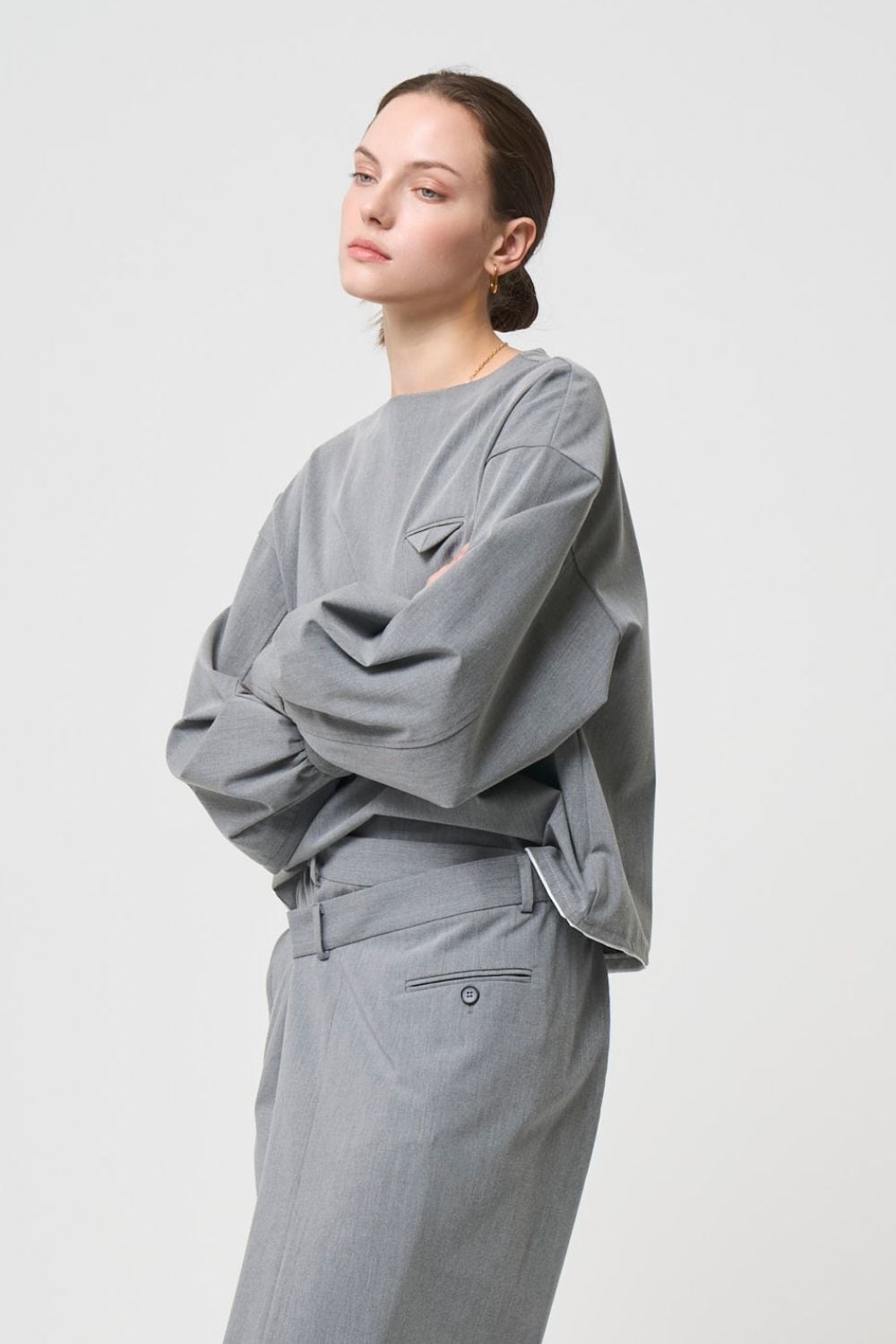 Mannish Pocket Tops - GRAY