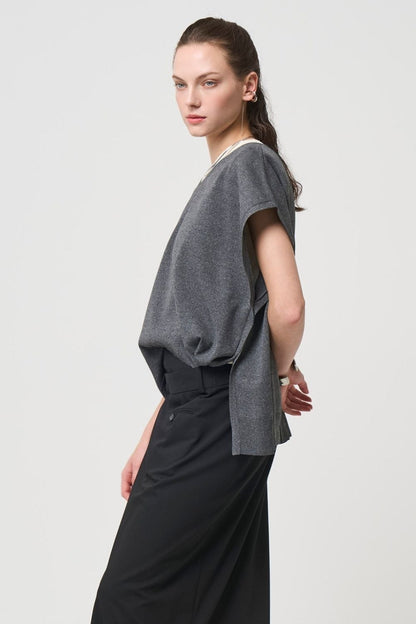2way Spring Knit Poncho - GRAY