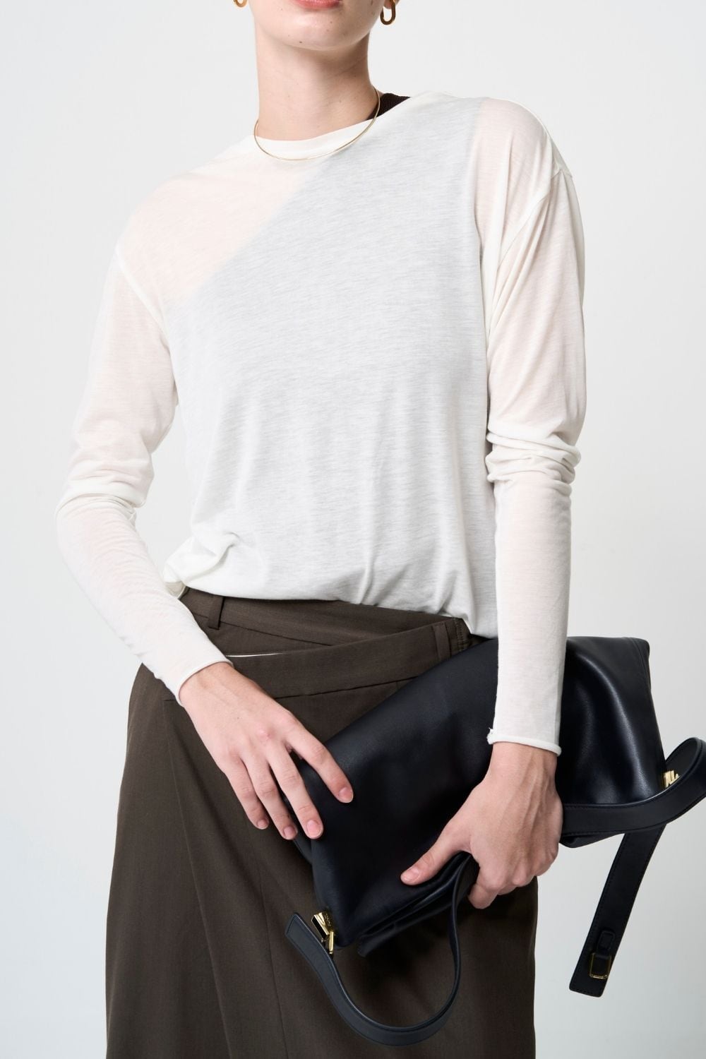 2way Sheer back open T-shirt - WHITE