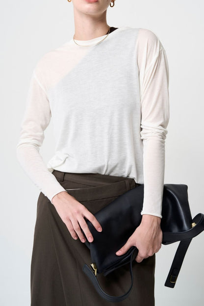 2way Sheer back open T-shirt - WHITE