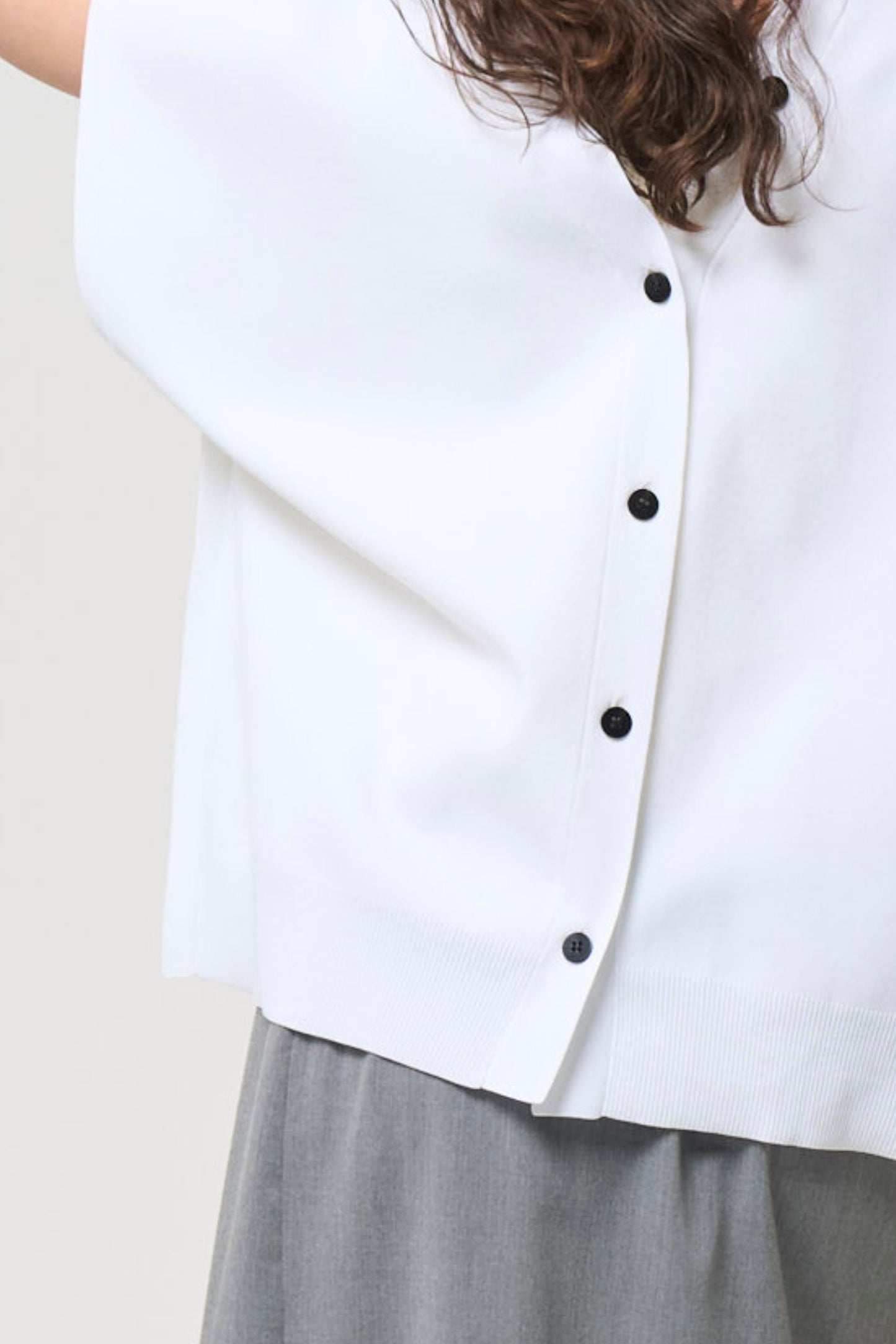 2way Spring Knit Poncho - WHITE
