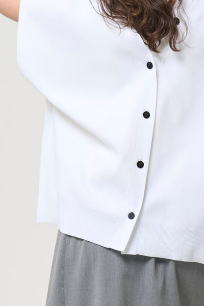 2way Spring Knit Poncho - WHITE