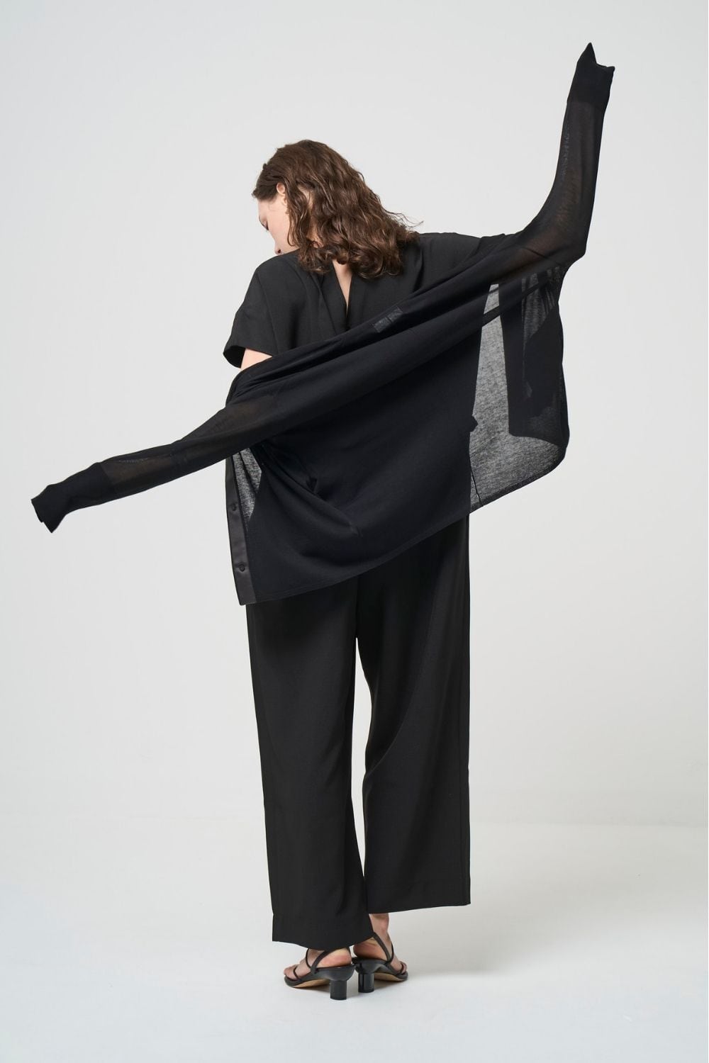 Breathable Cotton Cardigan - BLACK