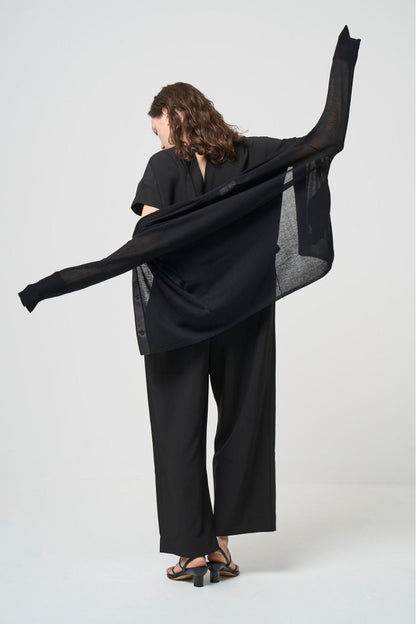 Breathable Cotton Cardigan - BLACK