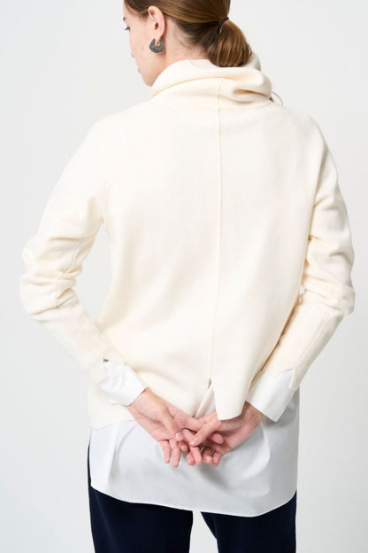 STAND-UP COLLAR OVER SHIRT - WHITE