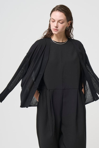 Breathable Cotton Cardigan - BLACK