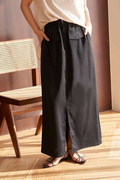 2way Long Straight Skirt - PISTACHIO GREEN