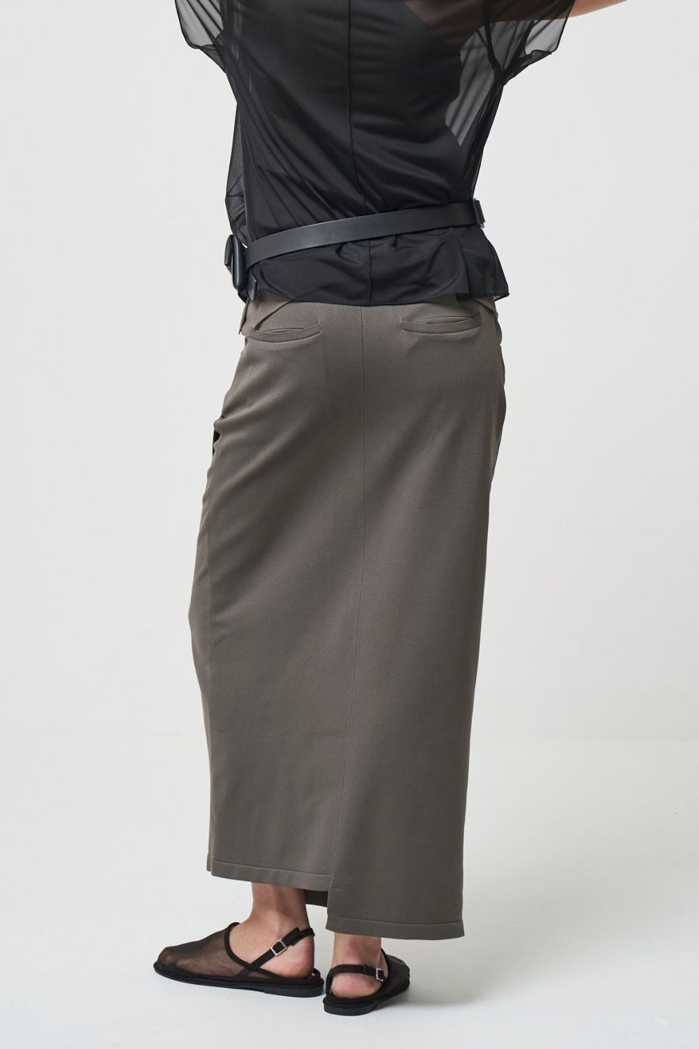 RESTOCK!  Smooth Gather Knit Skirt - TAUPE