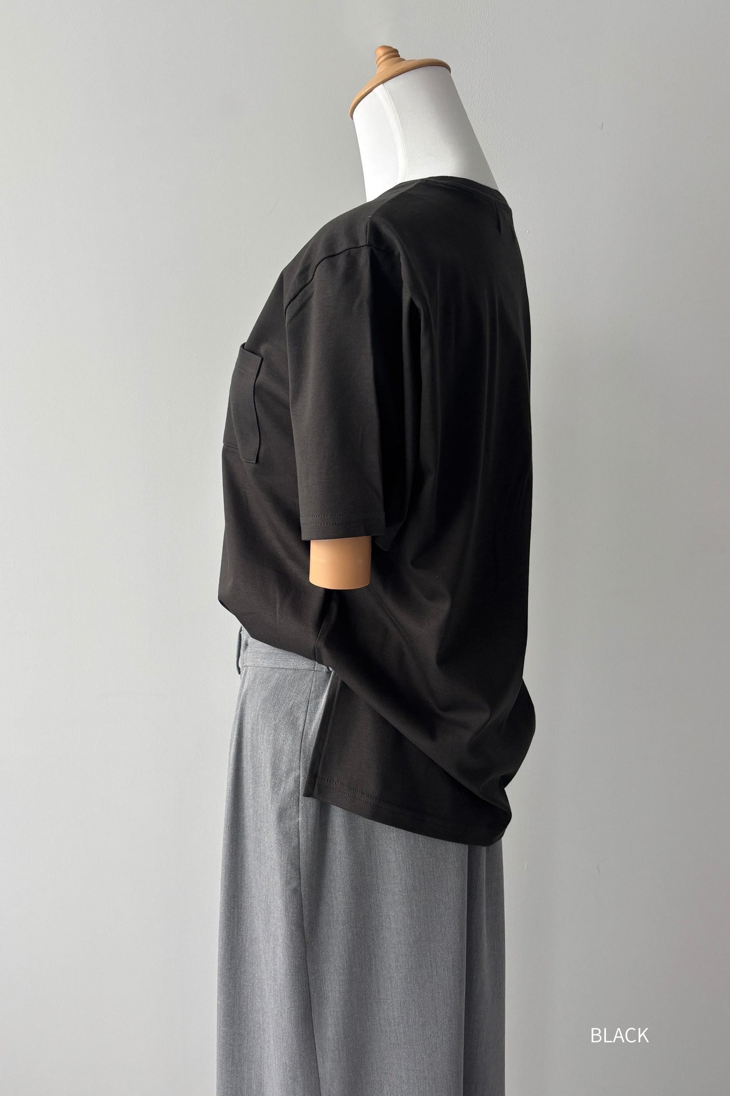 Minimal Pocket Silket T-shirts - BLACK・WHITE・DARK GRAY