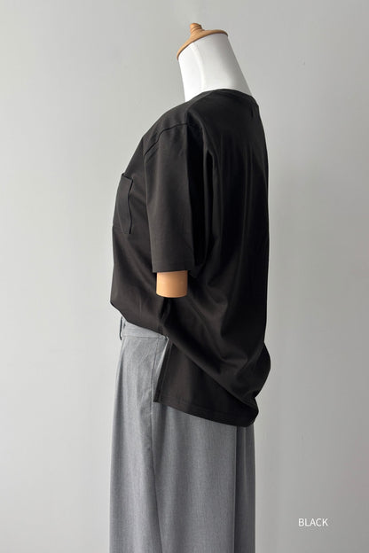 Minimal Pocket Silket T-shirts - BLACK・WHITE・DARK GRAY