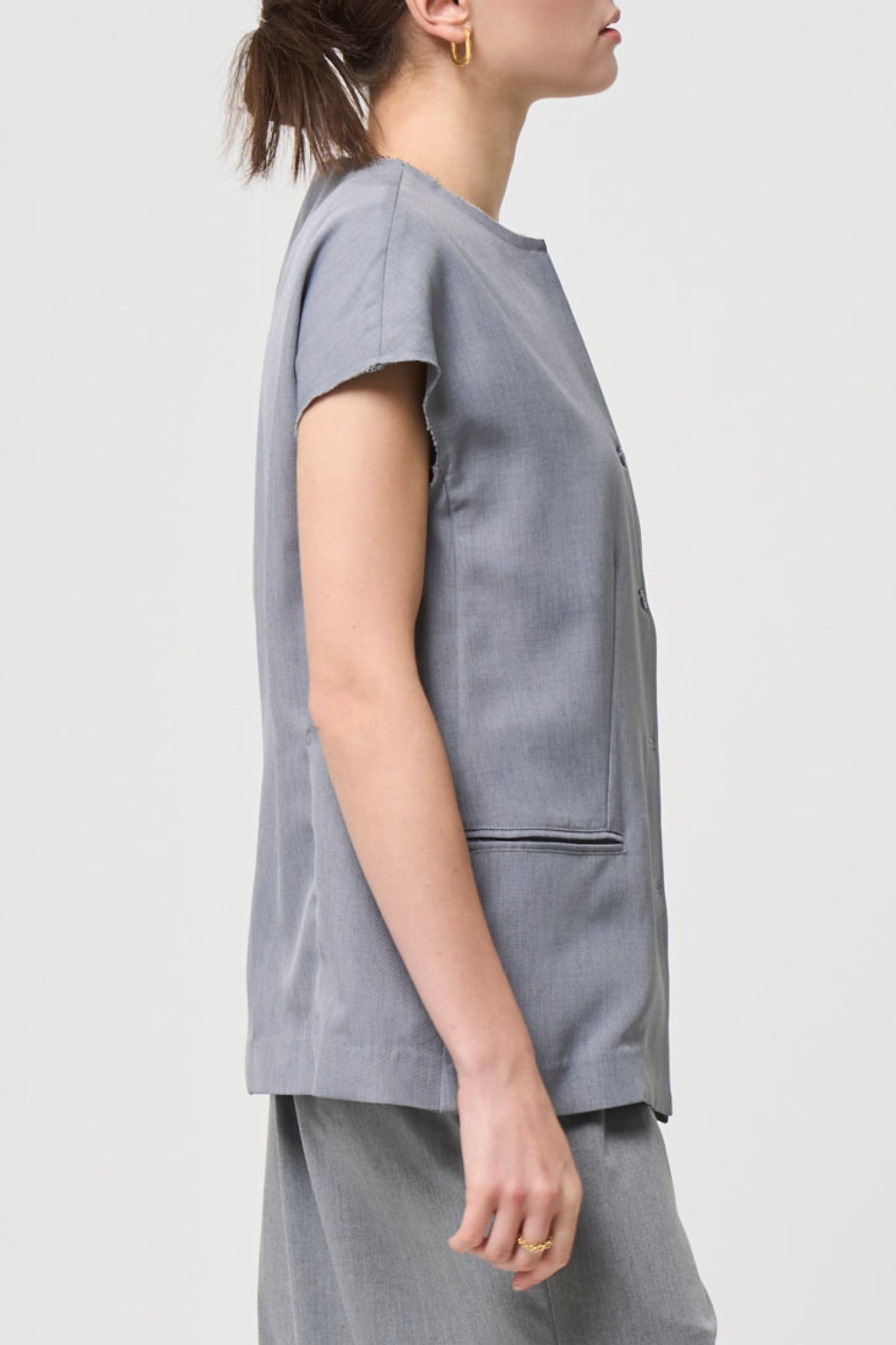Short Sleeves Shirts Jacket - GRAY