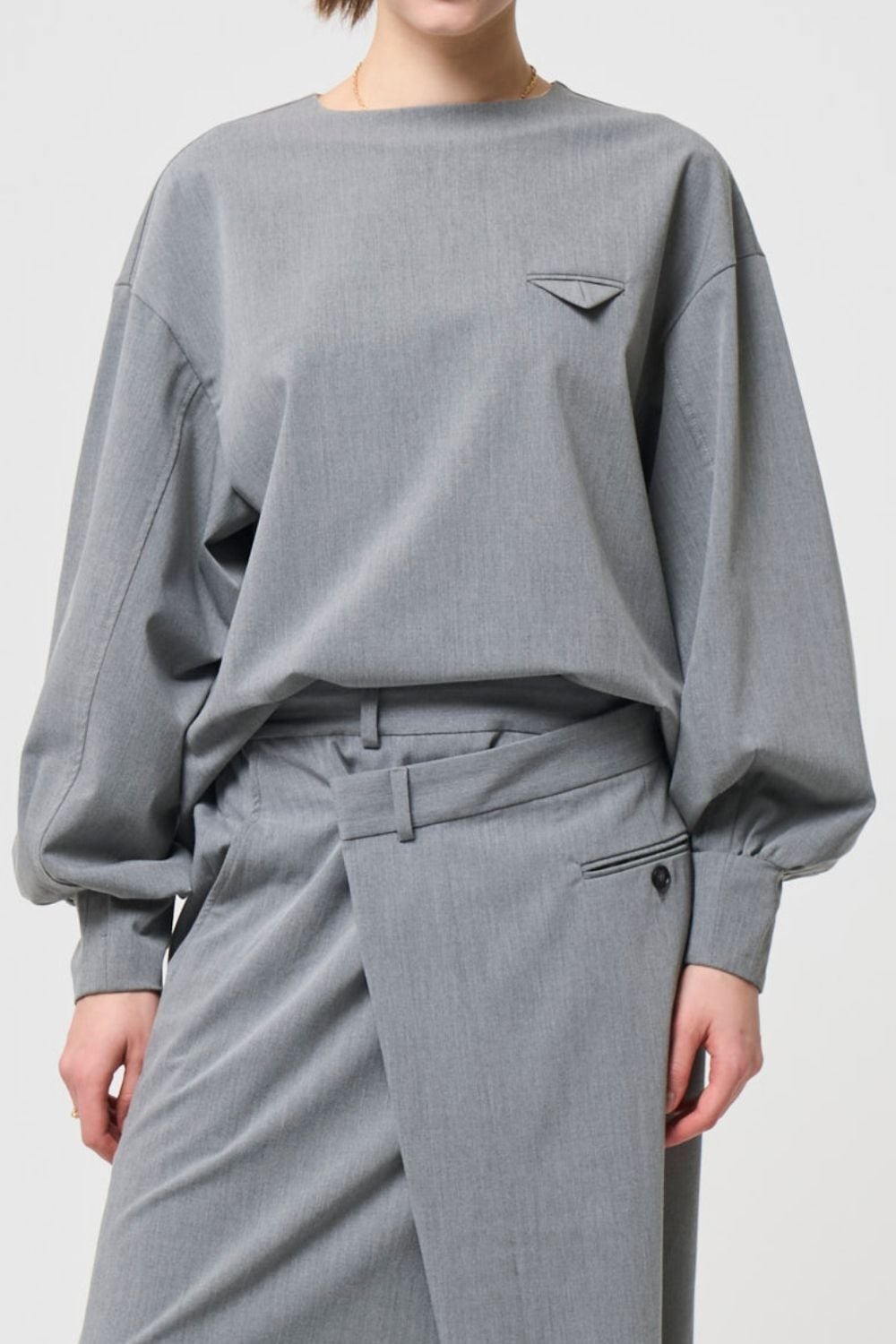 Mannish Pocket Tops - GRAY