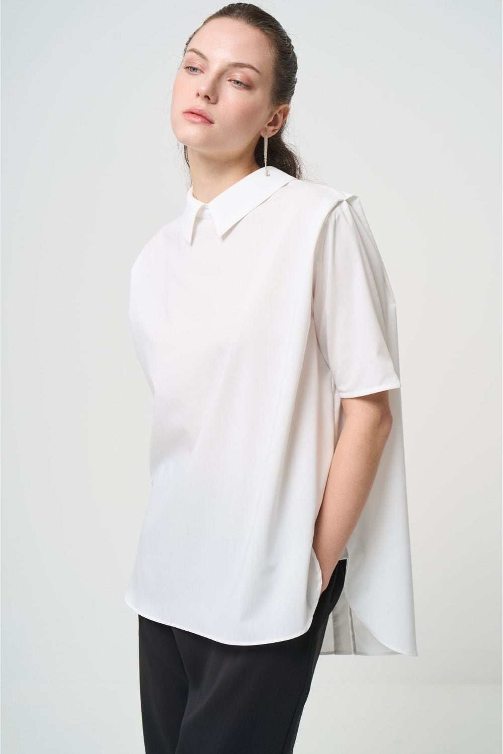 2way Collar Blouse - WHITE