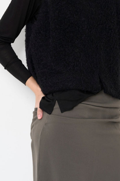 RESTOCK!  Smooth Gather Knit Skirt - TAUPE