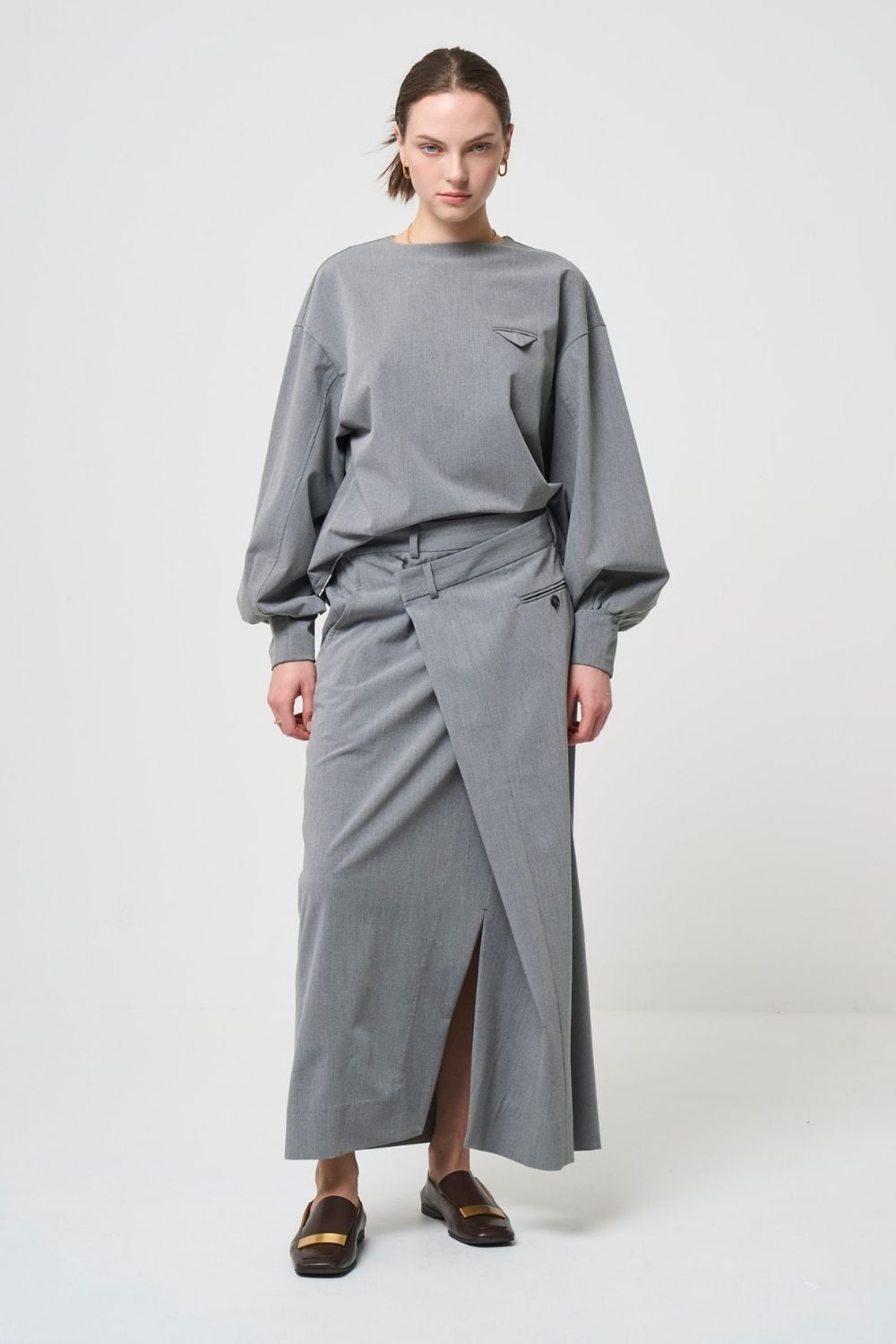 Mannish Pocket Tops - GRAY