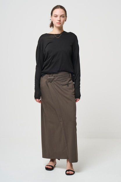 2way Sheer back open T-shirt - BLACK