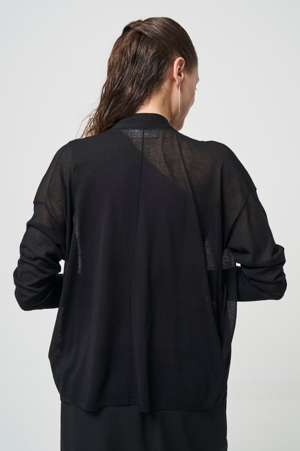 Breathable Cotton Cardigan - BLACK