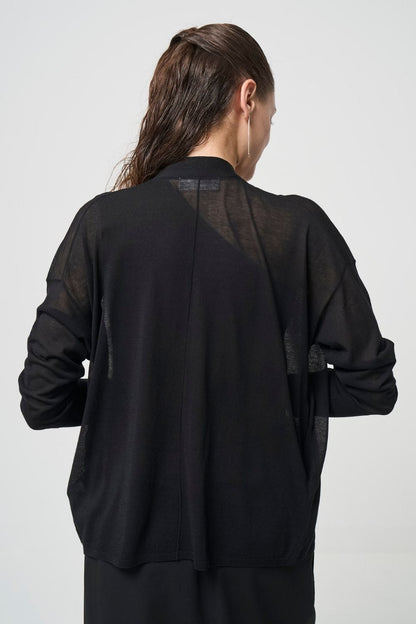 Breathable Cotton Cardigan - BLACK