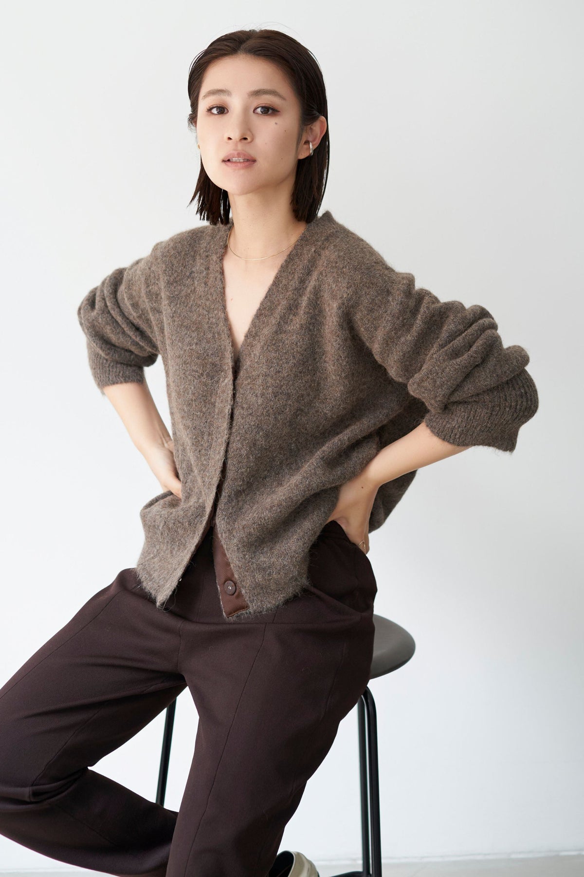Shaggy Cardigan - BROWN
