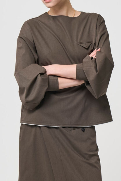 Mannish Pocket Tops - BROWN