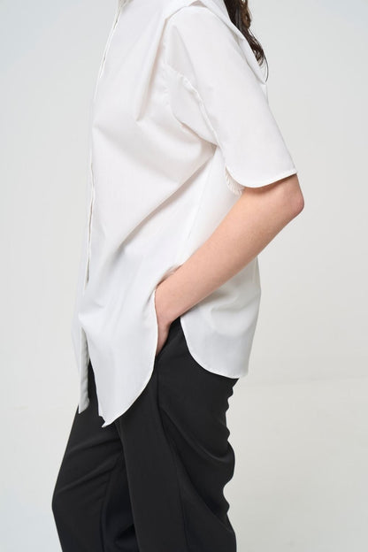 2way Collar Blouse - WHITE