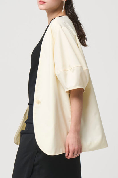 Short Sleeves Cubic Jacket - WHITE