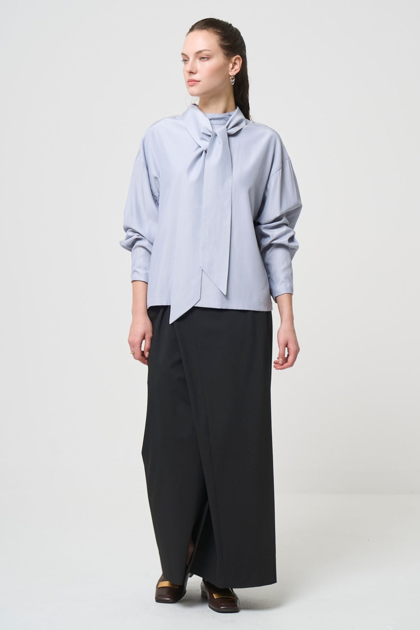 Ribbon Blouse - ICE GRAY