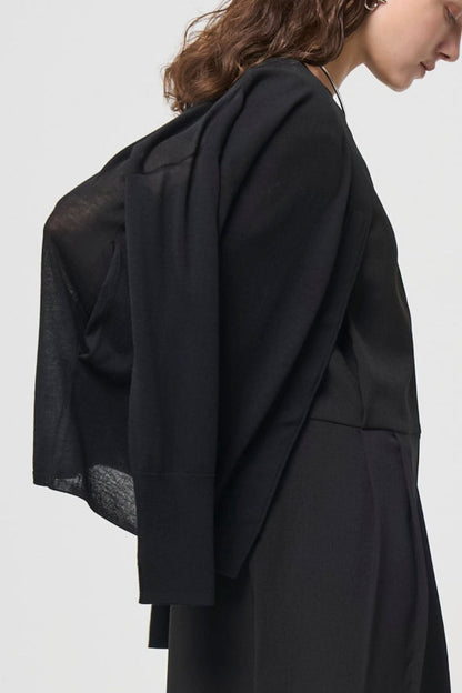 Breathable Cotton Cardigan - BLACK