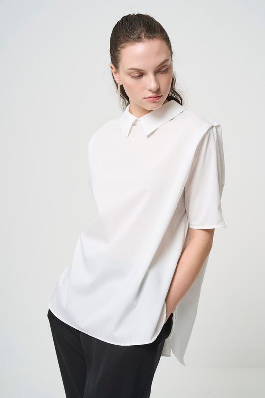 2way Collar Blouse - WHITE