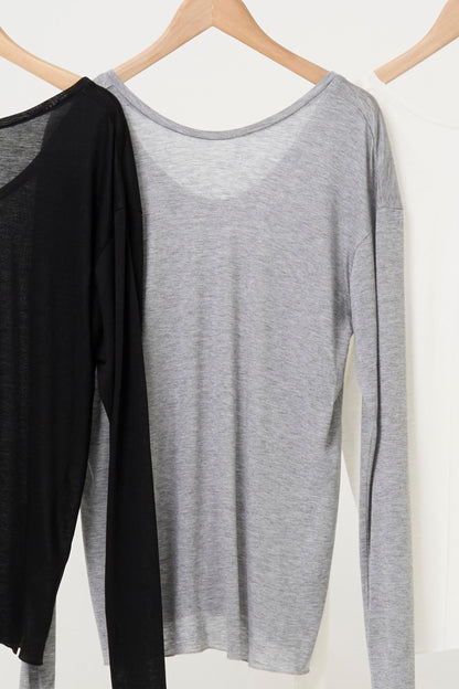 2way Sheer back open T-shirt - GRAY